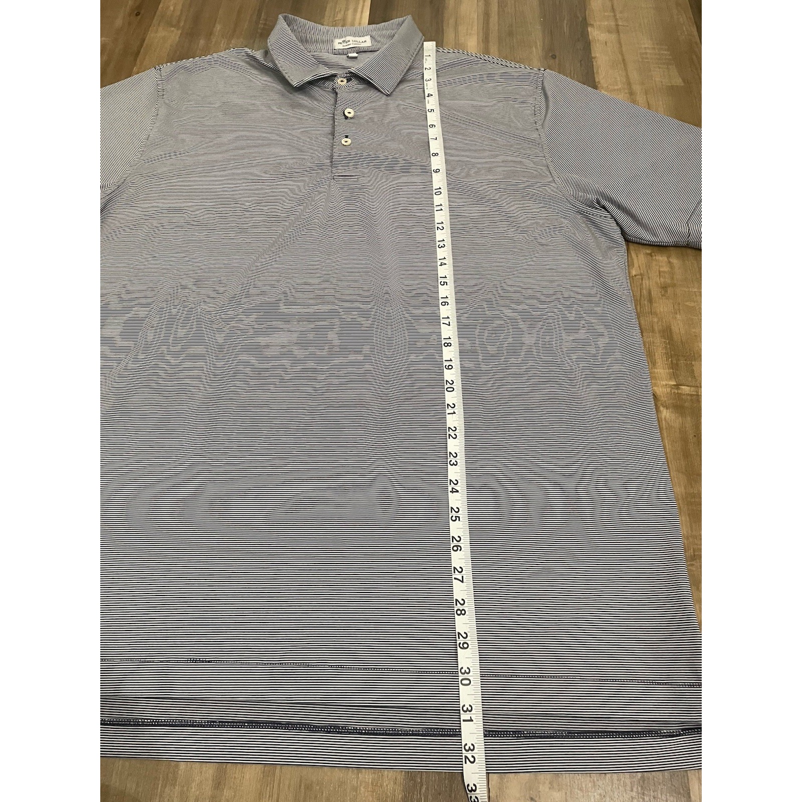 Peter Millar Polo Shirt Men's Size Large Blue Strip Performance Summer Comfort — image 5 of 7